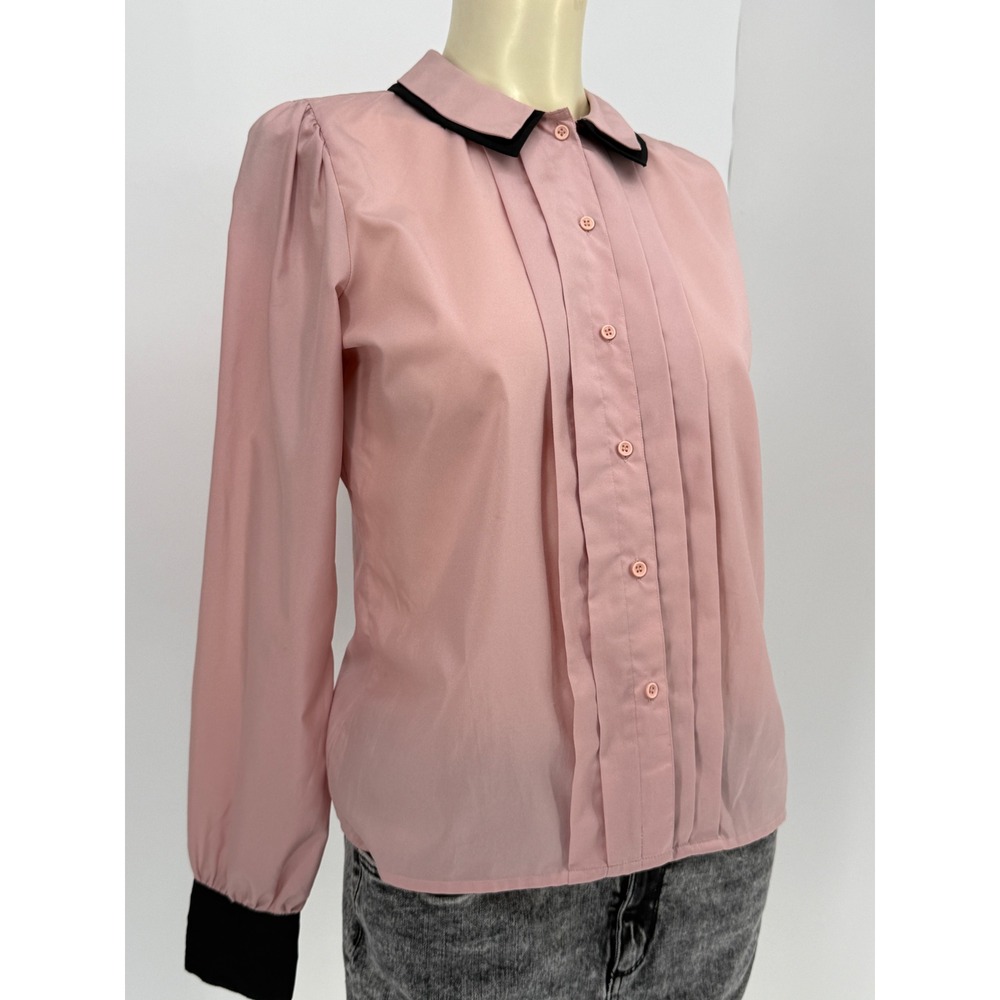Vintage 70s Bobbie‎ Brooks Pink Secretary Blouse Button Down 9/10